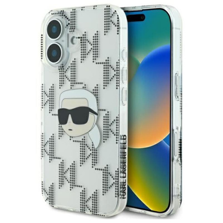 Karl Lagerfeld IML Karl Head Galvanisiert - iPhone 16 Hülle (Transparent)