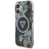 Guess Glitter Flowers Triangle Buttons MagSafe - Tasche für iPhone 16 (schwarz)