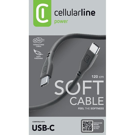 Cellularline Soft Cable - Câble USB-C vers USB-C 1,2 m (noir)