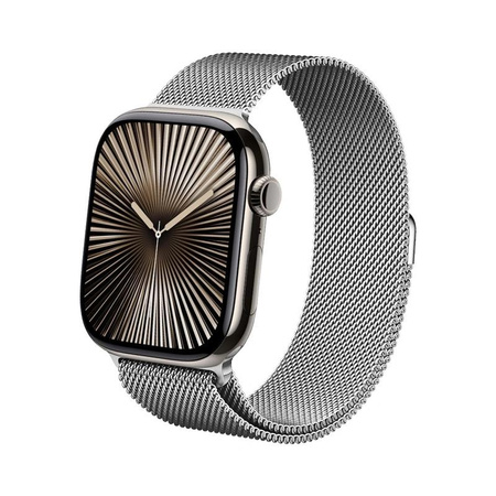 Crong Milano Steel - Rozsdamentes acél szíj Apple Watch 44/45/46/49 mm-es órához (ezüst)