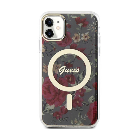 Guess Flower MagSafe - pouzdro pro iPhone 11 (zelené)
