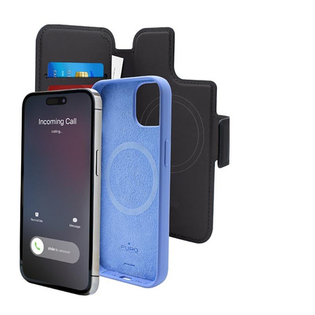 PURO Folio MagSafe Case - pouzdro pro iPhone 15 Plus / 14 Plus / 12 Pro Max (černé)