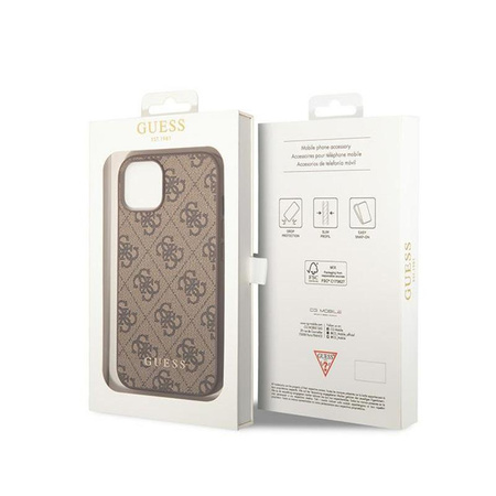 Guess 4G Metall Gold Logo - iPhone 15 Plus Tasche (braun)