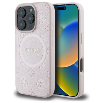 Guess Saffiano Peony Classic Logo MagSafe - iPhone 16 Pro Max tok (rózsaszín)