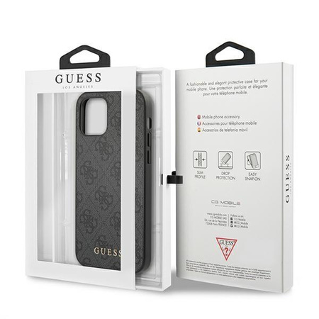 Guess 4G Metall Gold Logo - iPhone 12 / iPhone 12 Pro Tasche (grau)