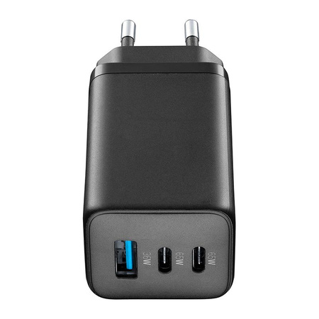 Cellularline Multipower Micro GaN - Teljesítménytöltő 2x USB-C és USB-A Power Delivery 65W (fekete)