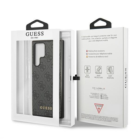 Guess 4G Metal Gold Logo - Étui Samsung Galaxy S22 Ultra (gris)