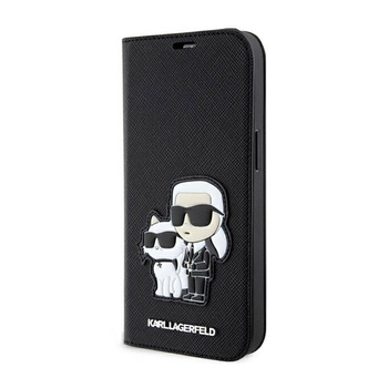 Karl Lagerfeld Booktype NFT Saffiano Karl & Choupette - iPhone 14 Tasche (Schwarz)