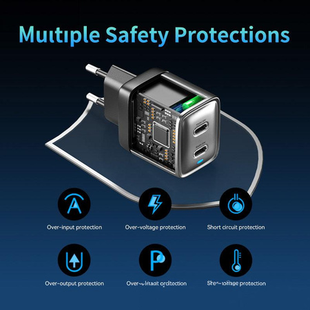 WEKOME WP-U02 Mecha Series - Chargeur de courant 2x USB-C Super Fast Charger GaN 40W (Argent)
