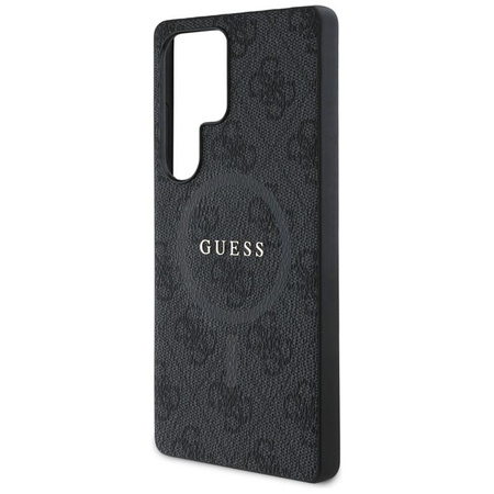 Guess Leather 4G Coloured Ring Classic Logo MagSafe - étui pour Samsung Galaxy S25 Ultra (noir)