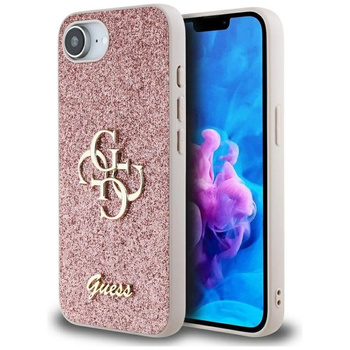 Guess Fixed Glitter Big 4G - pouzdro pro iPhone 16e (růžové)