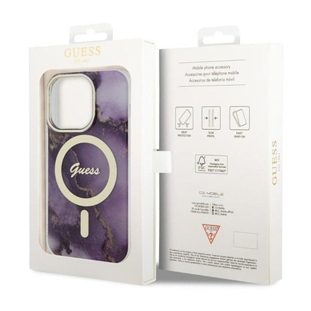 Guess Golden Marble MagSafe - iPhone 14 Pro tok (lila)