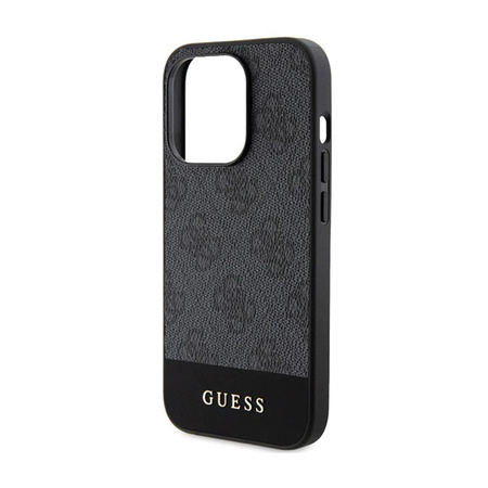 Guess 4G Bottom Stripe Metal Logo Collection - iPhone 15 Pro tok (szürke)