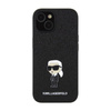 Karl Lagerfeld Fixed Glitter Iconic Logo Metal Pin - Coque iPhone 15 / 14 / 13 (noir)
