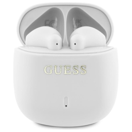 Guess Printed Classic Logo - Sluchátka Bluetooth TWS + nabíjecí pouzdro (bílé)