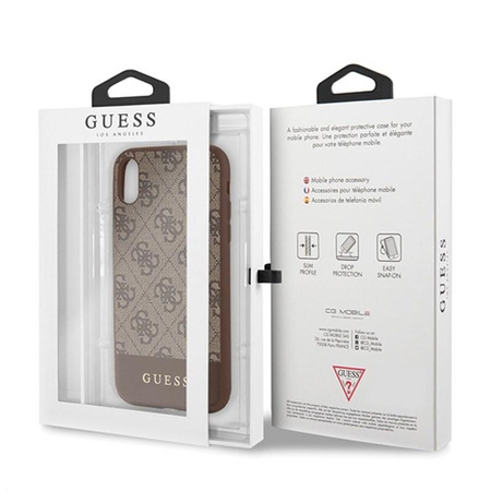 Collection 4G Bottom Stripe de Guess - Coque pour iPhone XR (marron)