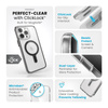 Speck Presidio Perfect-Clear ClickLock & Magsafe - iPhone 15 Pro Max Case (Clear / Frosted Black / Slate Grey)