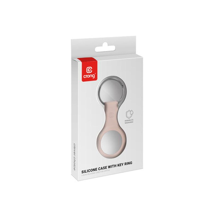 Crong Étui en silicone avec porte-clés - Porte-clés Apple AirTag (rose sable)