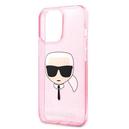 Karl Lagerfeld Karl's Head Glitter - Coque iPhone 13 Pro Max (rose)