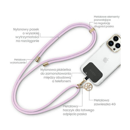 Guess CBDY Cord Nylon 4G Metal Charm - Univerzální řemínek na telefon (lila)