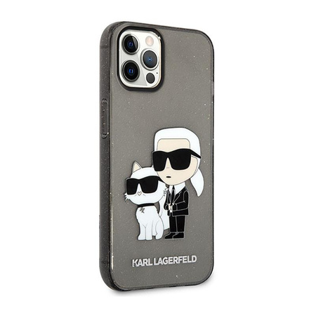 Karl Lagerfeld IML Glitter NFT Karl & Choupette - Coque iPhone 12 / iPhone 12 Pro (noir)