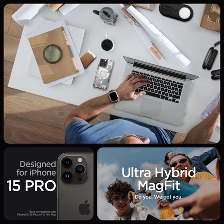 Spigen Ultra Hybrid MagSafe - pouzdro pro iPhone 15 Pro (Zero One White)