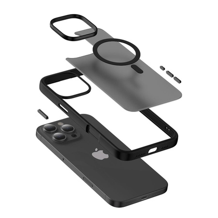 Crong Hybrid Frost MAG Cover - Hülle mit MagSafe für iPhone 16 Pro Max (Schwarz)