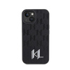 Karl Lagerfeld Leather Monogram Hot Stamp Metal Logo - Case for iPhone 15 (black)