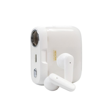 WEKOME S28 Pop Digital Series - Casque d'écoute sans fil Bluetooth V5.3 TWS avec étui de chargement et fonction projecteur (Blanc)