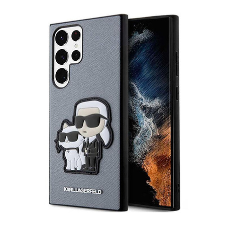Karl Lagerfeld NFT Saffiano Karl & Choupette - Samsung Galaxy S23 Ultra Tasche (grau)