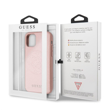 Guess Saffiano 4G Circle Logo - pouzdro pro iPhone 11 (růžové)