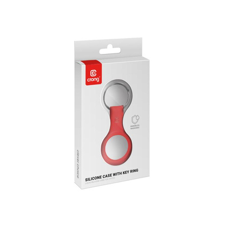 Etui en silicone Crong avec porte-clés - Porte-clés Apple AirTag (rouge)