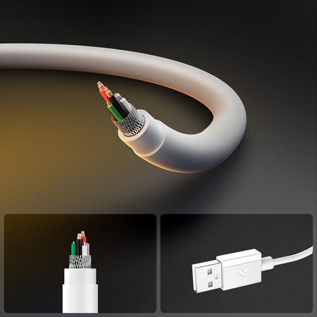 BIAŁY KABEL SPIGEN USB USB C 2M SZYBKIE ŁADOWANIE, Odporny, Wytrzymały, 60W