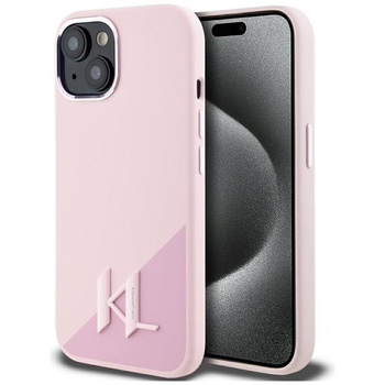 Karl Lagerfeld Silicone Shadow Metal Initial MagSafe - Hülle für iPhone 15 (rosa)