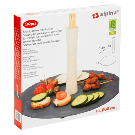 Alpina - Set de service pour le goûter 30 cm (plateau et baguettes)