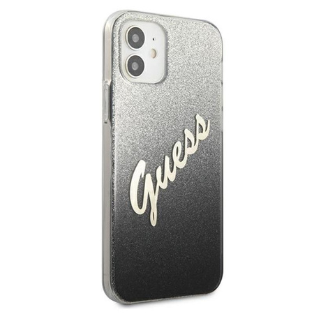 Guess Glitter Gradient Script - pouzdro pro iPhone 12 mini (černé)