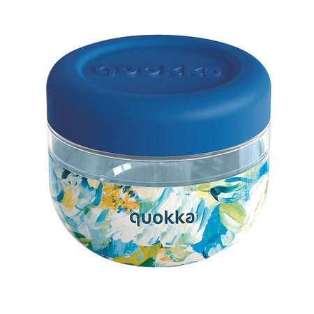 Quokka Bubble Food Jar - Műanyag ételhordó / uzsonnás doboz 500 ml (Blue Peonies)