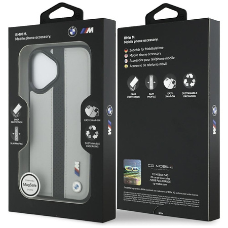 BMW M Perforiertes Streifenlogo MagSafe - iPhone 17 Hülle (Grau)