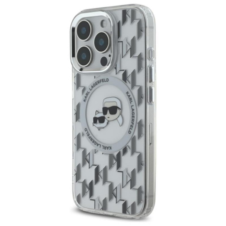 Karl Lagerfeld IML Monogram Karl & Choupette Head MagSafe - Hülle für iPhone 16 Pro (transparent)