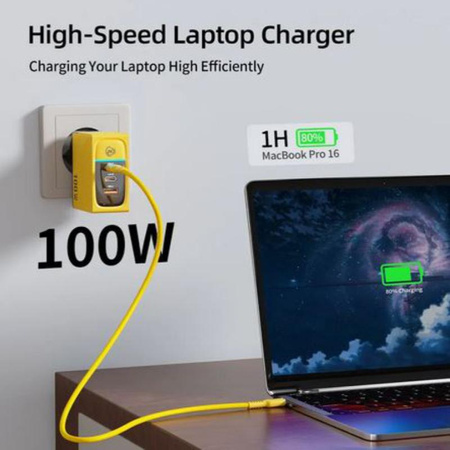 WEKOME WP-U155 Tint Series - 2x USB-C & USB-A Super Fast Charger GaN 100W Power Charger (Yellow)