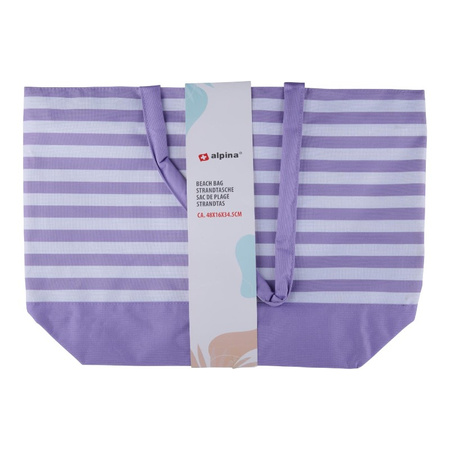 Alpina - Striped Beach Bag 49.3x16x34 cm (Purple / White)