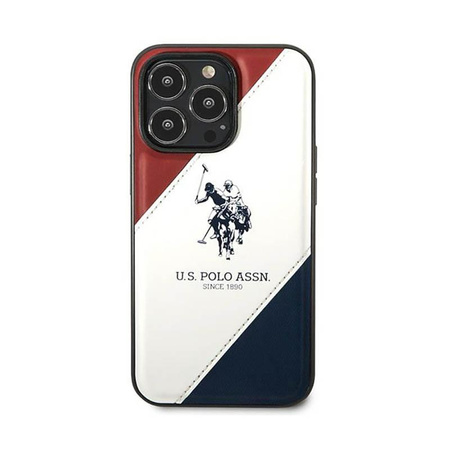 US Polo Assn Tricolor Embossed - Hülle für iPhone 14 Pro Max (Weiß)