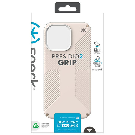 Speck Presidio2 Grip - iPhone 15 Pro Max tok (Bleached Bone / Heirloom Gold / Hazel Brown)