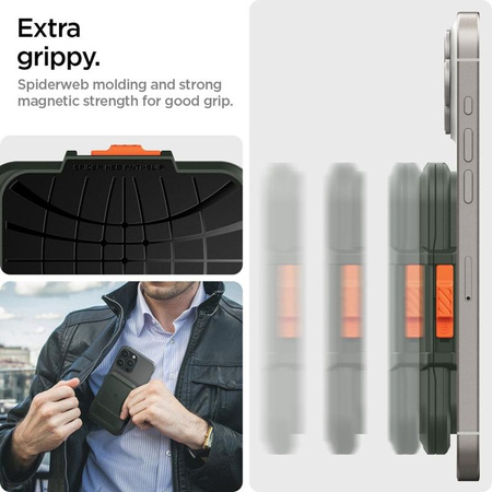 Spigen Lock Fit MagSafe - Portefeuille magnétique (vert militaire)