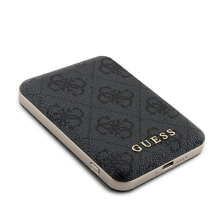 Guess 4G Leder Metall Logo MagSafe - Induktion Power Bank 5000 mAh 15W MagSafe (schwarz)