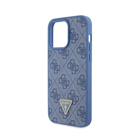 Kožené pouzdro Guess 4G Triangle Strass - iPhone 15 Pro Max (modré)