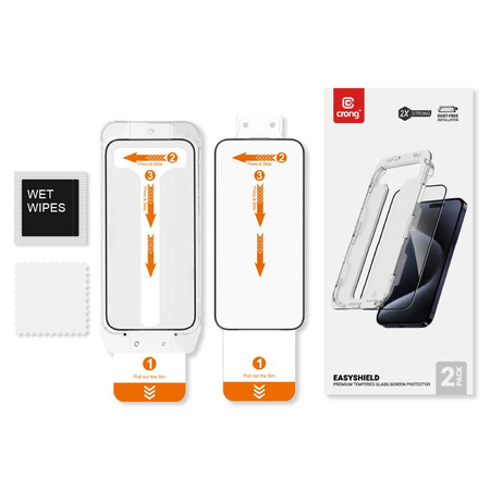 Crong EasyShield 2-Pack - Szkło hartowane iPhone 16 Plus / 15 Plus (2 sztuki)