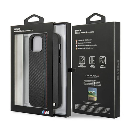 BMW Carbon Tricolor - iPhone 12 Pro Max Tasche (schwarz)