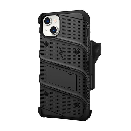 ZIZO BOLT Series - Coque blindée pour iPhone 14 Plus avec écran en verre 9H + étui avec support (noir)