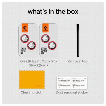 Spigen Optik.TR kamera objektívvédő - lencsevédő üveg Apple iPhone 14 / iPhone 14 Plus készülékhez (2 db) (piros)